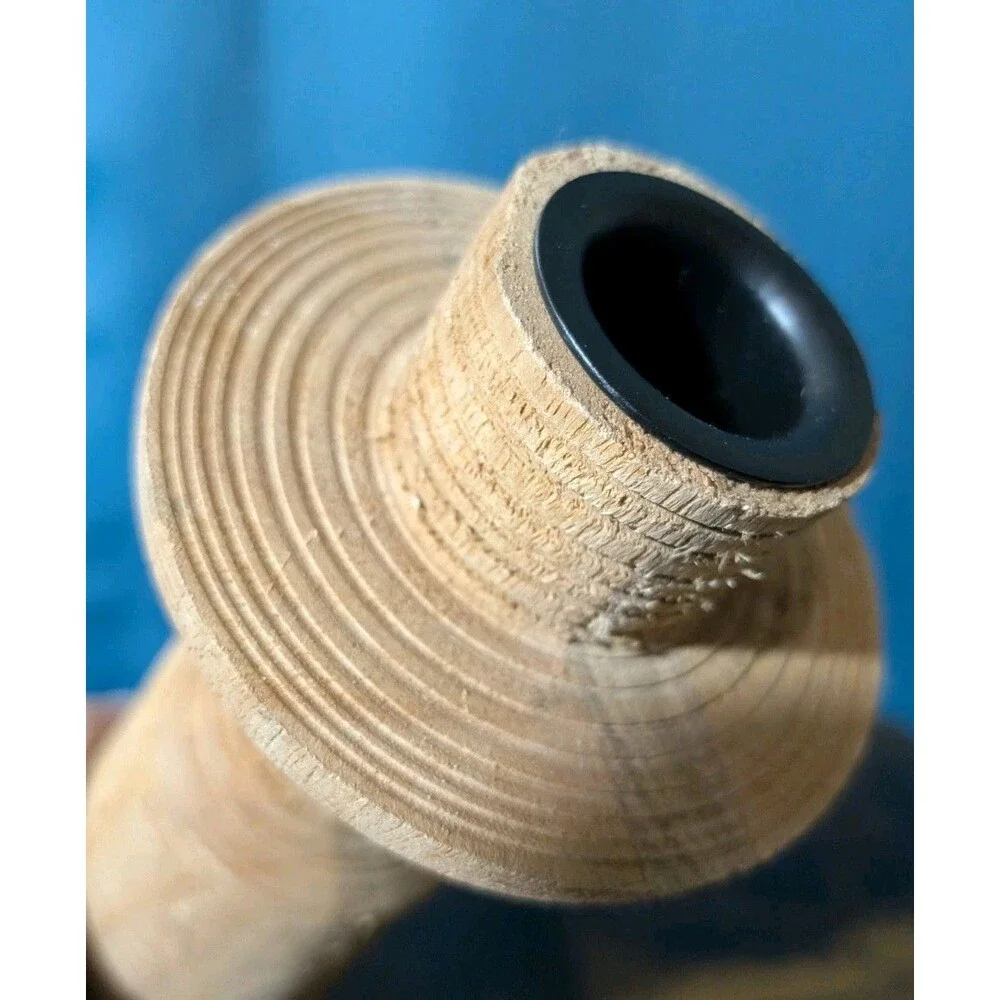 Pottery Barn Pillar Candle Holder Raw Mango Wood Rustic Natural